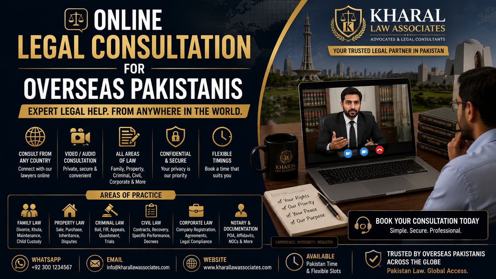 Online Legal Consultation for Overseas Pakistanis — Kharal Law Associates